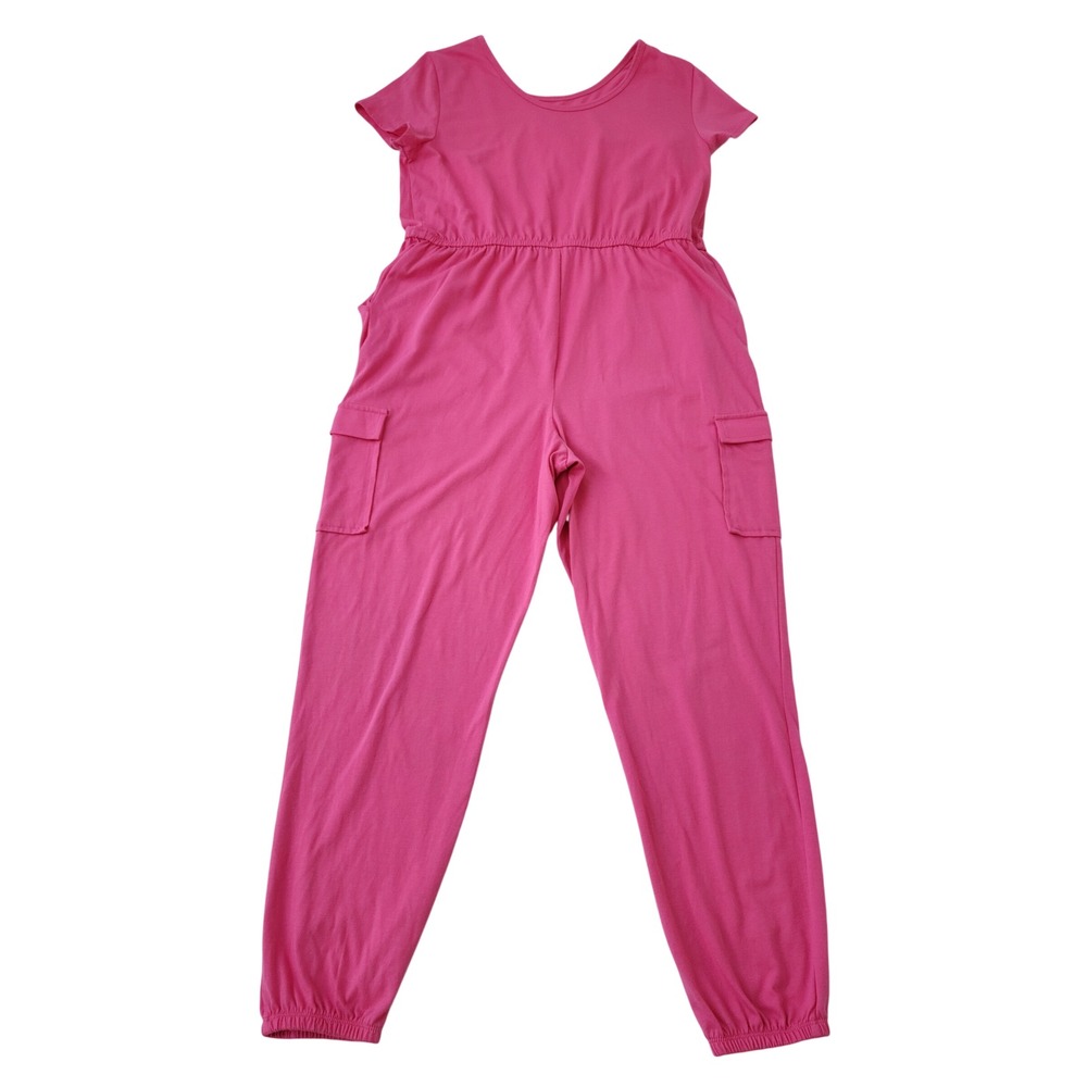 Wonder Nation Girls Pink Cargo Jumpsuit Short Sleeve Jogger XXL 18